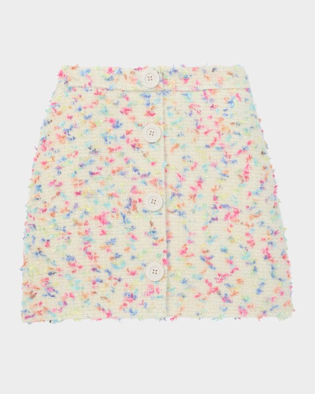 fringed gala tweed mini skirt